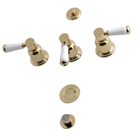 Kingston Brass Paris KB6322DPL 3-Handle Bidet Faucet, Polished Brass KB6322DPL